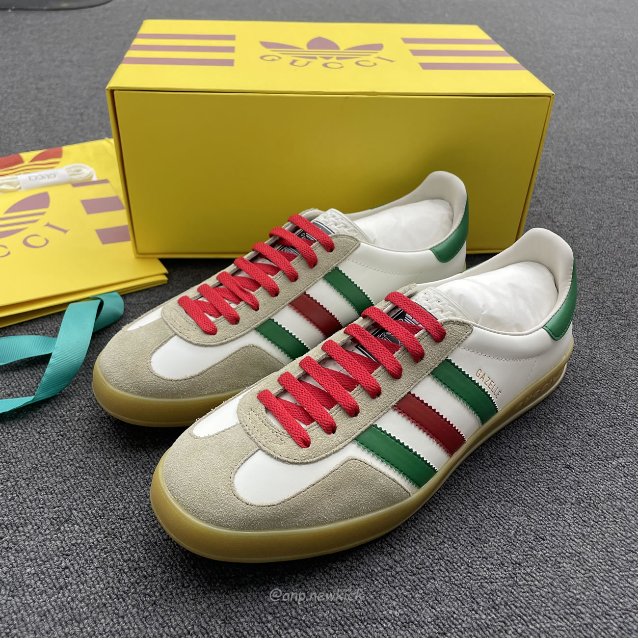 Adidas X Gucci Gazelle White Green Red 726487 Aaa43 9547 (6) - newkick.vip